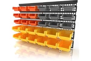 XDOVET Garage Organizer Bins, 30PC Wall Mount Storage Small Parts Bins With Peg Board And Install Screws, Store Your Nuts, Bolts, Screws, Nails, Beads