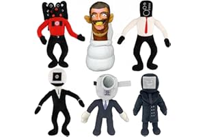 TQJOUJOU Skibidi Toilet Plush, 11inch Speakerman Bosses Cameraman Plushies Toys, TV Man Stuffed Animal Plushie Doll, Collectible Gifts for Kids Fans (6PCS)