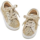 GINFIVE Toddler Girls Sneakers Little Girls Slip On Shoes Glitter Sneakers Toddler