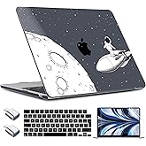 TWOLSKOO Compatible with M4 MacBook Air 13.6 inch Case 2025-2022 Release M4 A3240 M3 A3113 M2 A2681, Plastic Hard Shell & Keyboard Cover & Type C Adapter & Screen Protector, Flying Astronauts