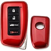 iJDMTOY Red Gloss Finish Hard Shell Key Fob Cover Case, Compatible with 2nd Gen Lexus is ES GS RC NX RX LX 200 250 350 4-Button Smart Key Fob
