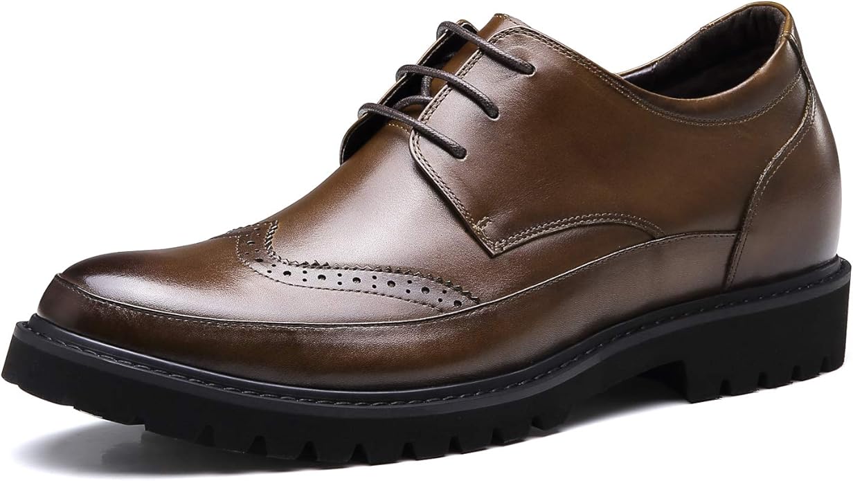 CHAMARIPA Scarpe Uomo, 10CM Rialzo Economiche Marrone Scarpe Rialzate Scarpe  Brogue con Tacco Interno, H92241D061D: Amazon.it: Scarpe e borse