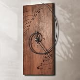 ACODE 14 Inches Fibonacci Curve Rectangular Wall Clock, Walnut Wall Clock Battery Operated Silent Non-Ticking, Wooden Clock dial with Black Spray Metal Pointer, Wall Decor,Decorative Table Clock