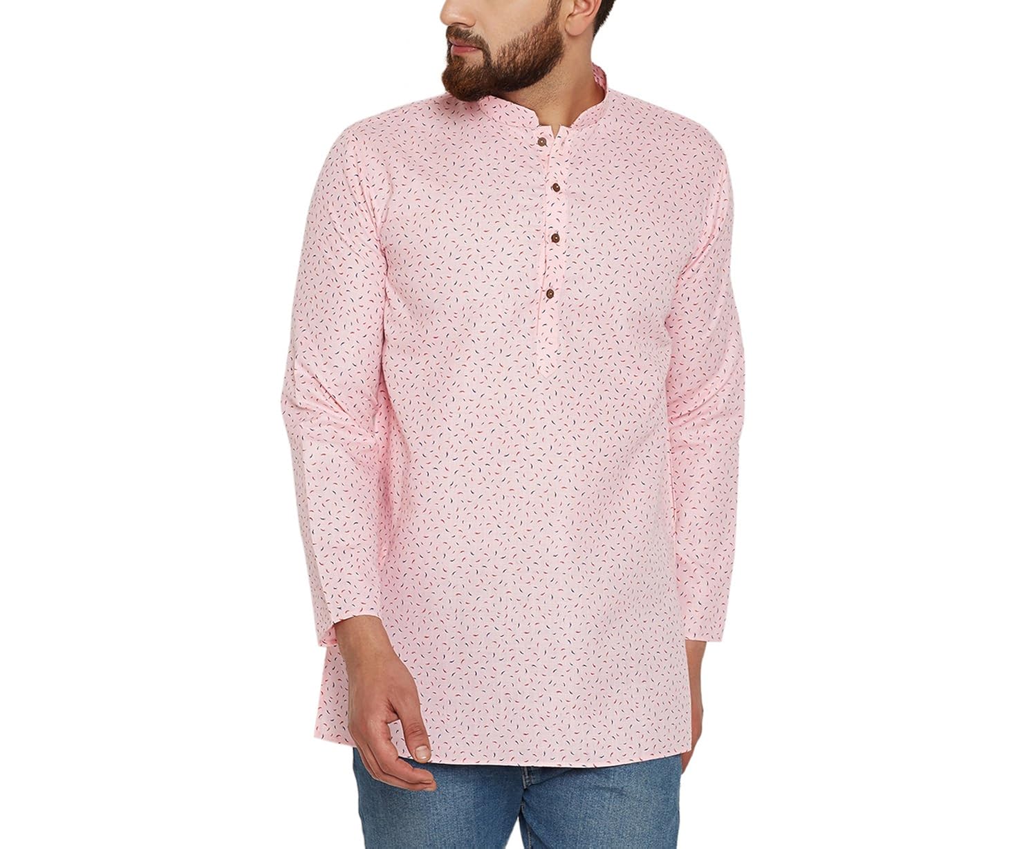 sojanya (since 1958) men's cotton linen printed short kurta