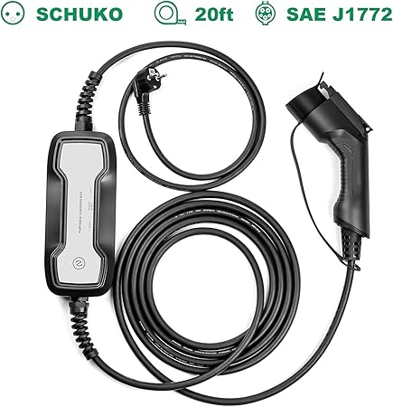 Amazon ポータブルev充電器ケーブル切り替え可能な充電ボックス10 16aタイプ1シュコ2ピンev充電ステーション電気自動車evse ユーロプラグ 2 2 3 6kw 7 5m 24 6ft Sea J1772 Type 1 バイクバッテリー充電器 車 バイク