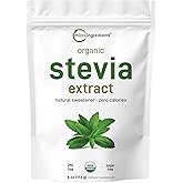 Micro Ingredients Pure Organic Stevia Powder, 4 Ounces, 706 Serving, Highest Grade Stevia Green Leaf Extract Reb-A, Reduced Bitter Aftertaste, 0 Calorie, Natural Sweetener, Sugar Alternative, Keto Friendly