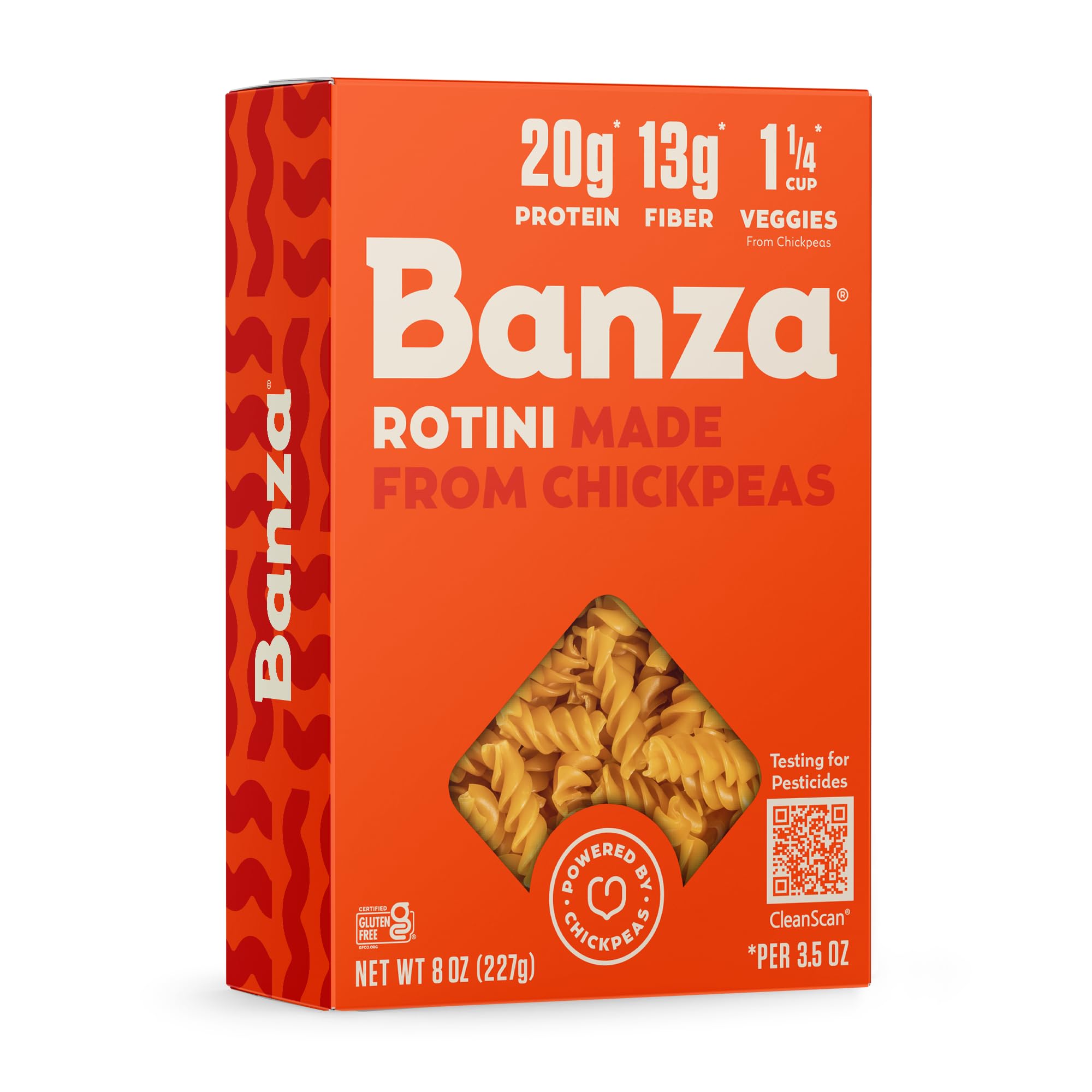 Banza Chickpea Pasta - High Protein Gluten Free Healthy Pasta - Rotini (8 oz)