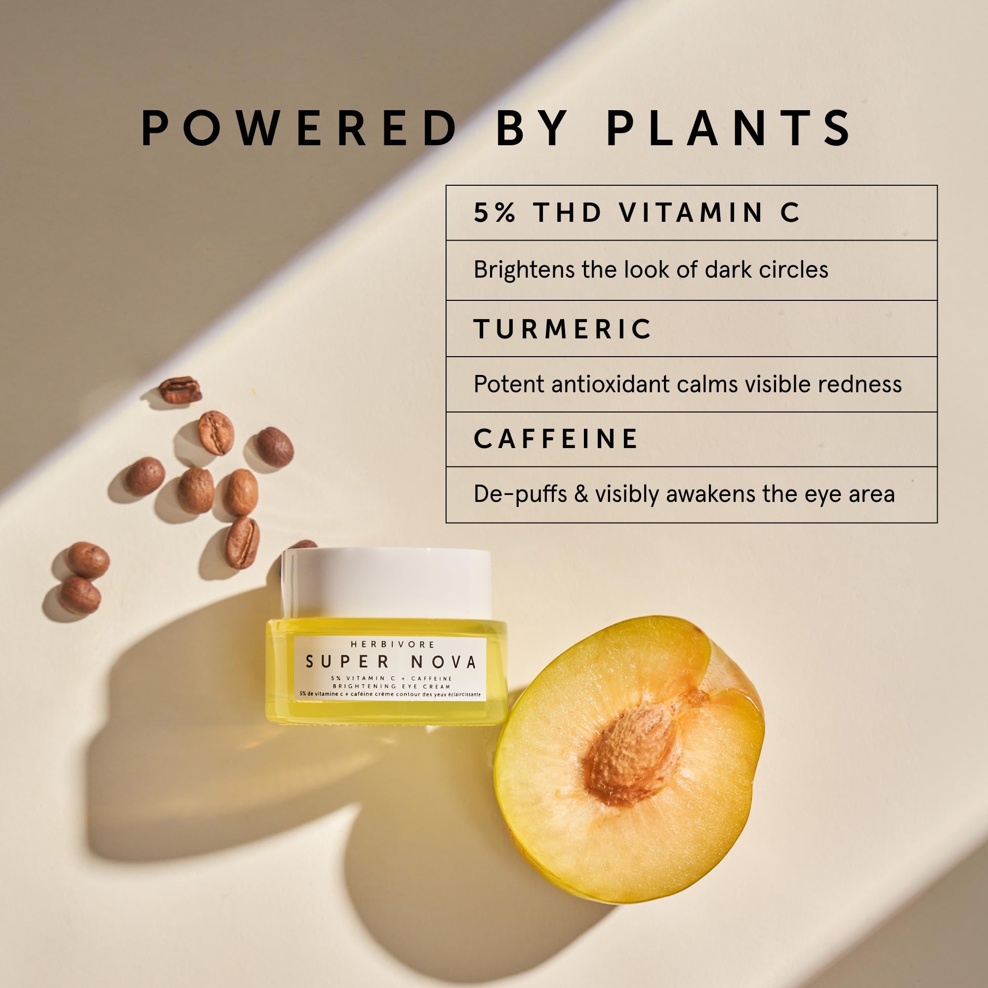 HERBIVORE Super Nova 5% THD Vitamin C + Caffeine Brightening Eye Cream | Targets Dark Circles & Puffiness | Vegan, Plant-Based, Cruelty-Free,15 mL / 0.5 oz