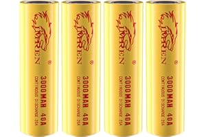 Imren 3000￵m￵A￵h 40A 3.7 Volt Rechargeable B￵a￵t￵t￵e￵r￵y Flat Top B￵a￵t￵t￵e￵r￵y（4pcs