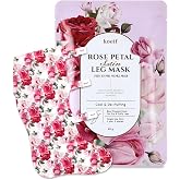 Petitfee koelf Rose Petal Satin Leg Mask (1 Pair) - Cooling &amp; Moisturizing Leg Socks, Rose Scented Leg Mask with Arnica, Pumpkin &amp; Coffee Seed Extract for Soft, Smooth Skin