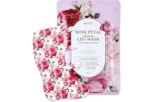 PETITFEE koelf Rose Petal Satin Leg mask 1pair- Intensive Cooling & Depuffing Leg Socks, Rose Scented Leg Relieving Mask with Arnica, Pumpkin, Coffee Seed Extract for Tired, Puffy Legs