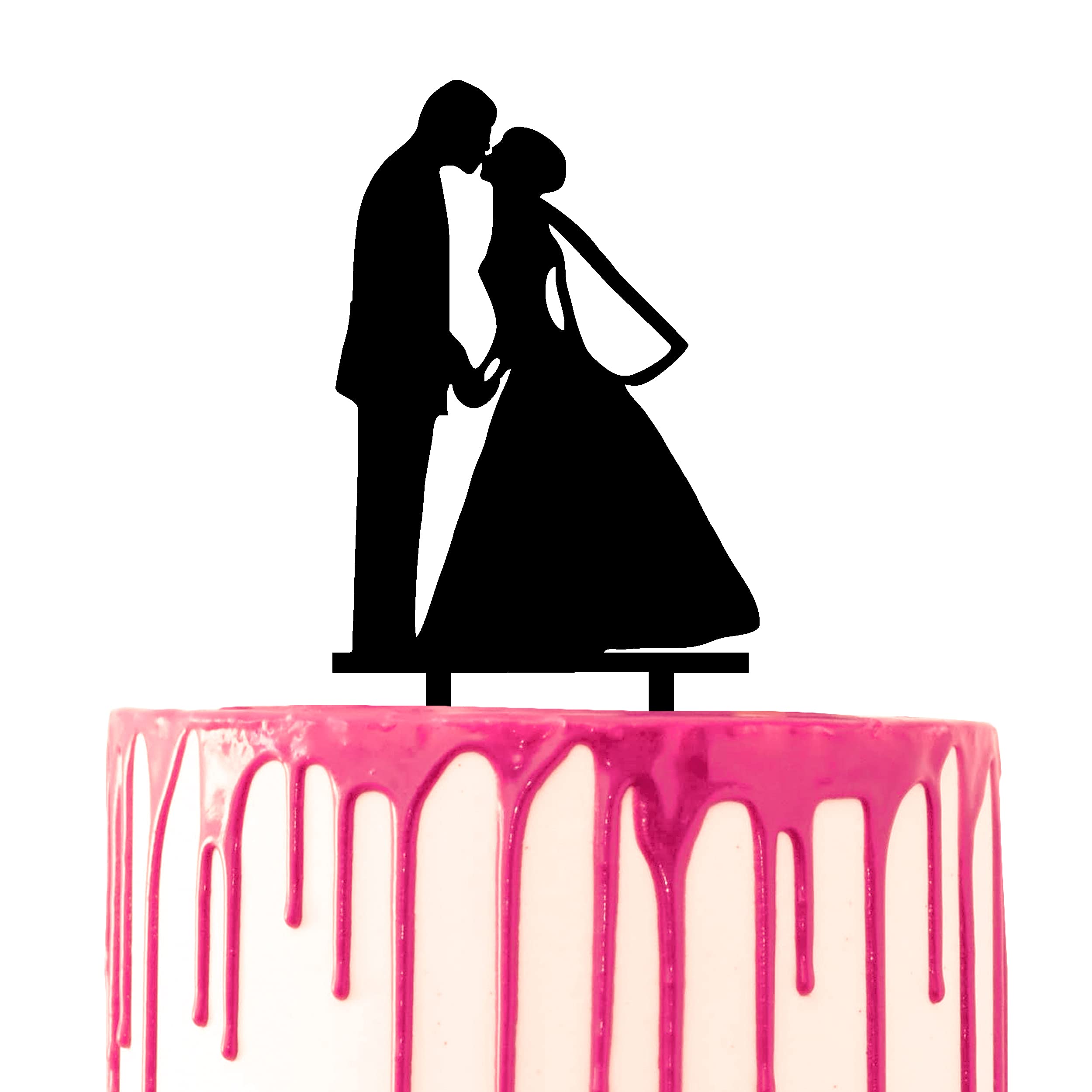 CARISPIBET wedding cake topper groom and bride kissing while holding hands acrylic silhouette