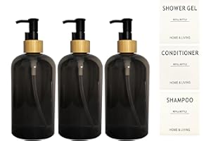 WUTONGPATH Soap Dispenser,3pcs 500ml Refillable Body Soap,Shampoo and Conditioner Bottles,16 oz Empty Reusable Plastic Pump B