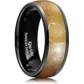 King Will Tungsten Carbide Wedding Band for Men - 8mm Black High Polished Domed Blue Green Gold 3D Stars Inlay Mens Ring for Everyday Wear Comfort Fit Size 7-14