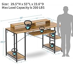HYPIGO Computer Desk with Keyboard Tray and 2
