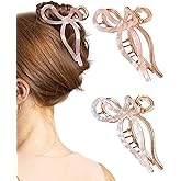 WELROG 2 Pack Metal Bow Claw Clips - Non-Slip Hair Claw Clips for Women,Elegant Large Hair Clip for Thin and Thick Hair (Gold)