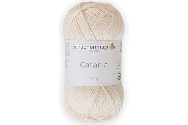 1 Skein/Pack Schachenmayr (SMC) Catania Originals Yarn, Each Ball 1.76 Oz (50gr) / 136 Yards (125 m), 100% Mercerized Cotton for Knitting and Crochet Yarn, Sport Weight, 130 - Cream