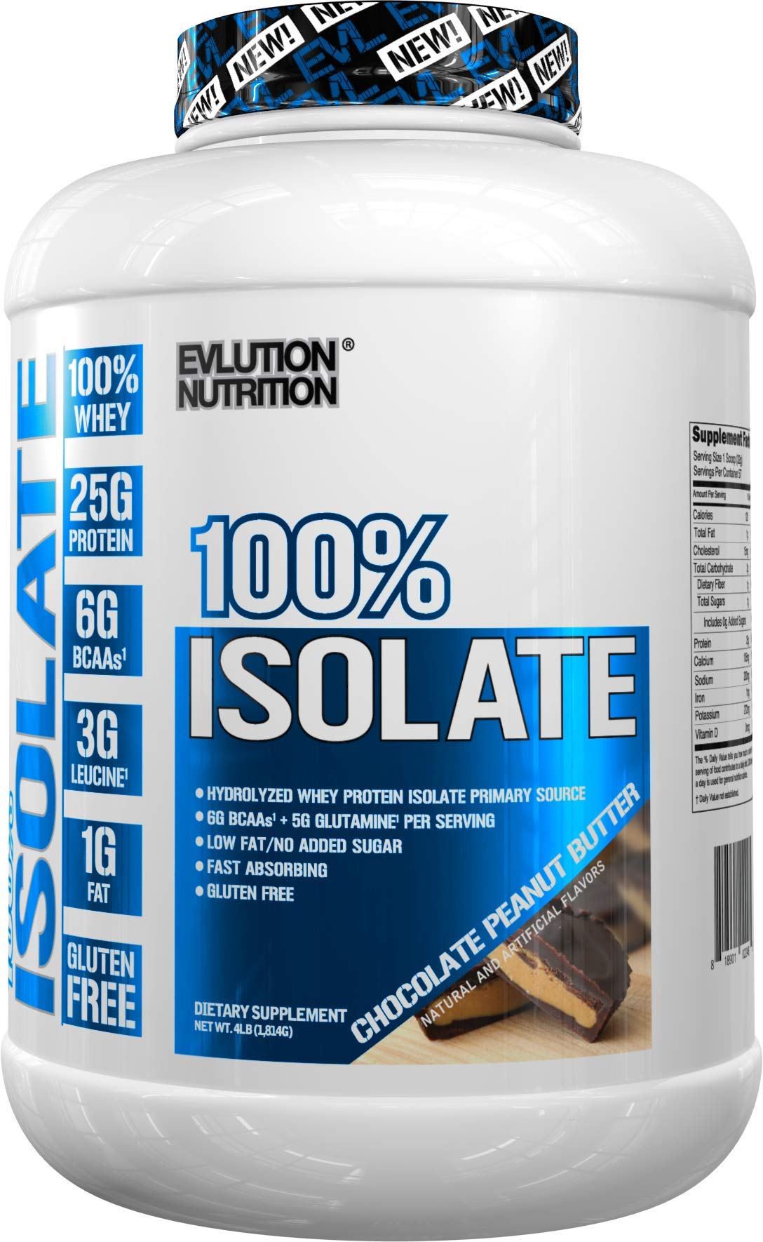 Evlution Nutrition 100% Isolate, Hydrolyzed Whey Isolate Protein Powder, 25 G of Fast Absorbing Prot