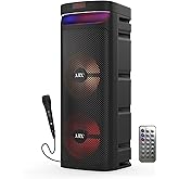 Audiobox ABX-2010R Dual 10" Party Bluetooth Speaker - Portable Karaoke Machine with Bluetooth, USB, TF Card, FM Radio, and Wired Microphone - Ideal for Parties and Events