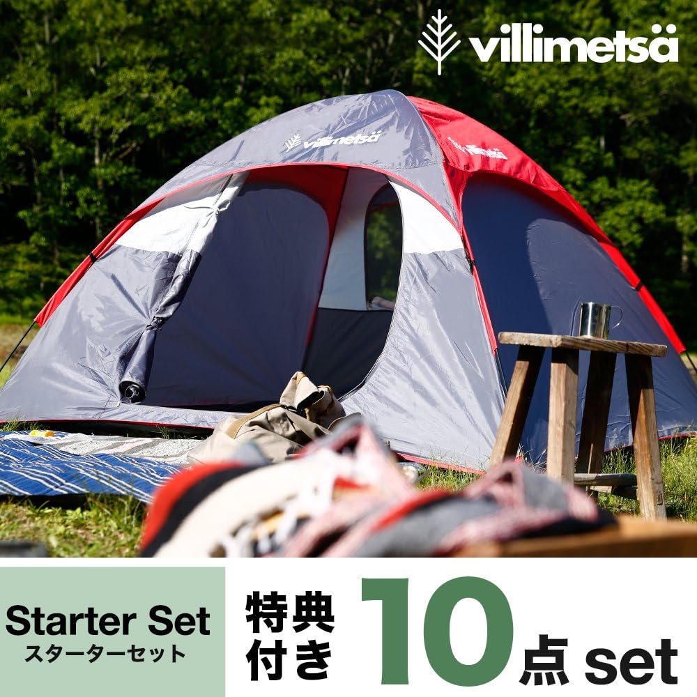 Amazon Villimetsa 10点セット テント 折り畳みチェア 寝袋 クッションマット 枕 保冷バック 4 5人用 Vega Corporation スポーツ アウトドア