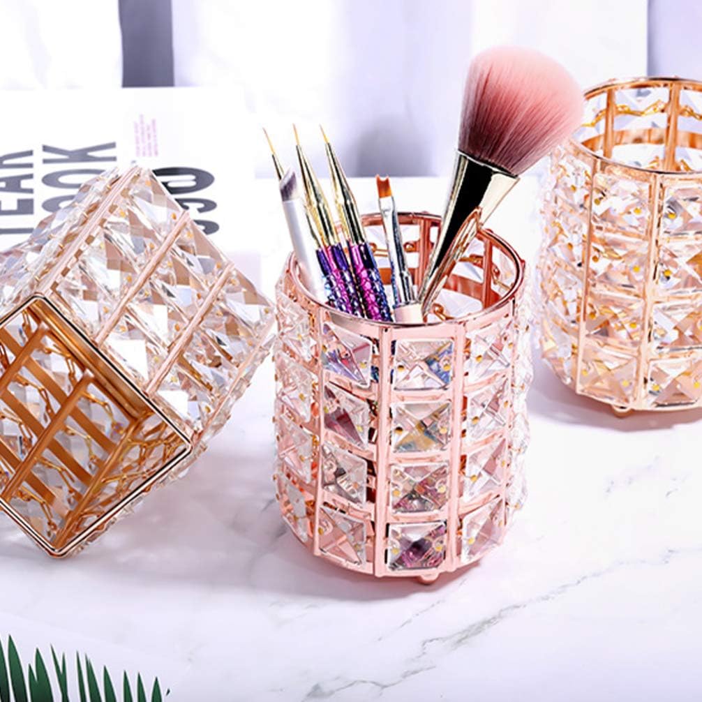Beaupretty Crystal Pen Holder Makeup Brush Holder Pencil Collection Cosmetic Storage Organizer Container for Home Office Birthday (Silver - Image 5