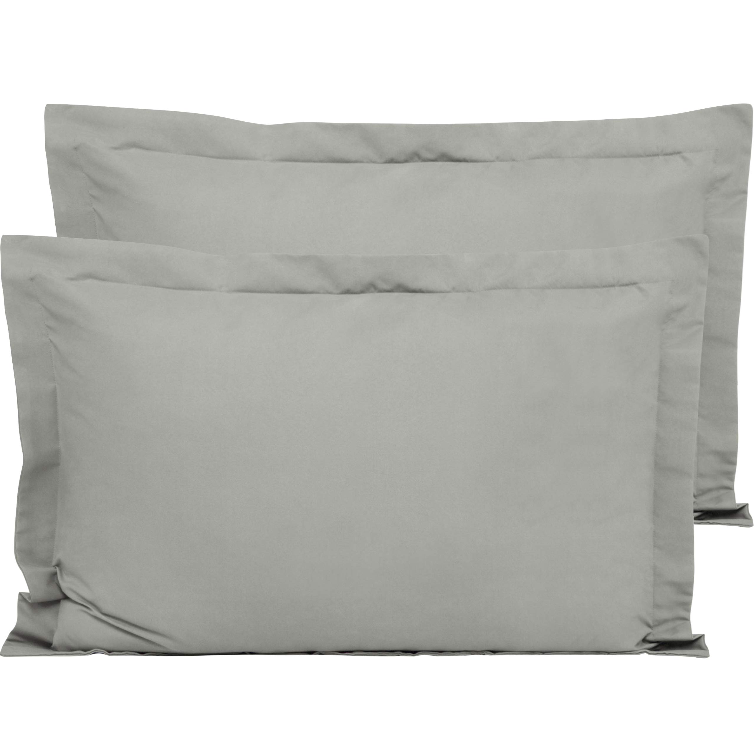 FLXXIE 2 Pack 100% Brushed Microfiber 1800 Oxford Pillowcases, Stain Fade and Wrinkle Resistant, Soft and Cozy King Oxford Pillow Cases | Hotel Quality Pillow Shams, Smoke Grey, 50x90 cm