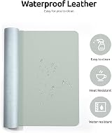 YSAGi Leather Desk Mat Large 80x40 cm Non-Slip Waterproof Grayish Green view 4