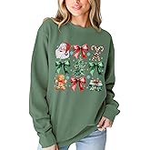 GLIGLITTR Women Christmas Sweatshirt Cute Santa Christmas Tree Graphic Shirt Long Sleeve Xmas Crewneck Pullover Holiday Top