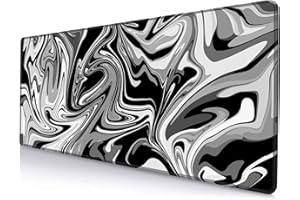 Armanza Large Gaming Mouse Pad, Extended XL Mousepad, Non-Slip Rubber Base Keyboard Mouse Mat Desk Pad for Work, Game, Office, Home, 31.5 x 11.8 in, Black Marble Fluid Design