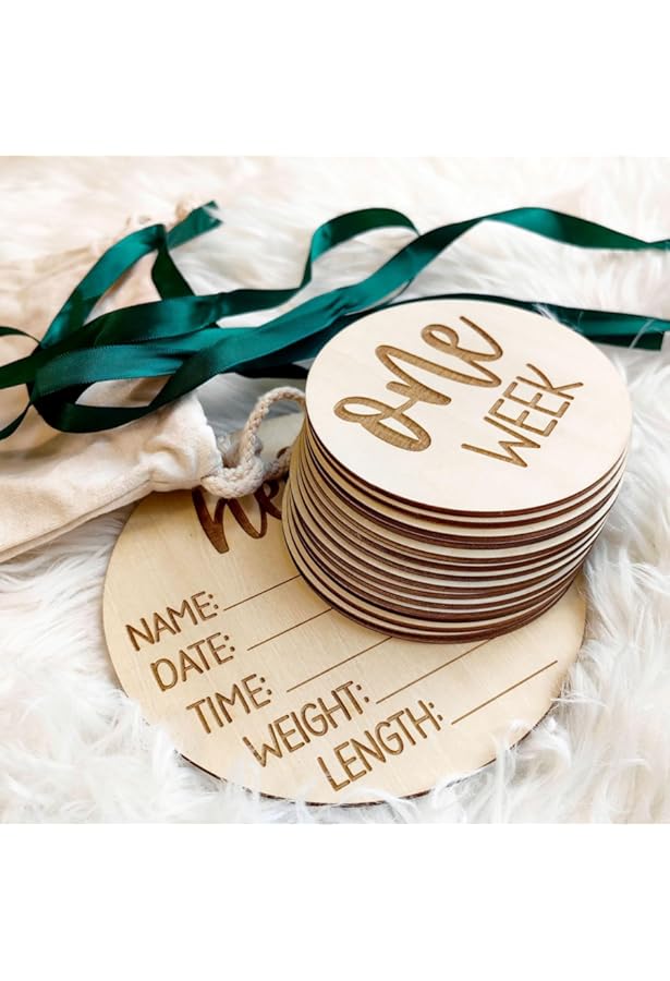 Pregnancy Announcement Cards Pearhead Wooden Monthly Milestone Cards - Baby Photo Props For Pregnancy & First Year Wooden Baby Announcement Cards