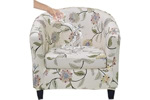 KRFOONN 2 Pieces Club Chair Slipcover Stretch Waterproof Tub Chair Slipcover Armchair Covers Sofa Cover Removable Round Barrel Chair Covers Couch Furniture Protector Cover for Living Room, A42