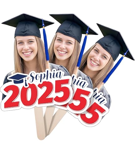 Big Dot Of Happiness Grad Cap Photo Cutout Centerpiece Sticks - Custom Graduation Table Toppers, Set Of 15 - View #6