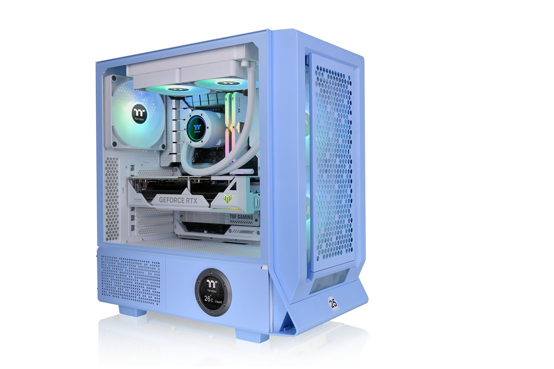 Thermaltake Ceres 350 MX | ATX Midi-Tower | 2 Frontpanels (Tempered Glass/Mesh) | Hidden-Connector Support | 2X 140mm ARGB | USB-C | leiser Airflow (Hydrangea Blue) 5