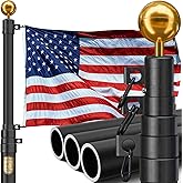 IIOPE 20FT Telescoping Heavy Duty Flag Pole, Extra Thick 11-Gauge Aluminum,True Glory Edition, Easy Setup for Outside House or Yard, with 3x5 USA Flag, Topper Ball & All Hardware-120 MPH Wind Tested