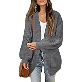 MEROKEETY Women's Chunky Cardigan Sweaters 2025 Lantern Long Sleeve Oversized Knit Outerwear with Pockets