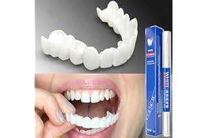 SWEETWHITE 4 Sets of Temporary Denture veneers with occlusal Teeth, Confident Smile Denture veneers, Suitable for Male and Female Bad Tooth whitening Substitute (White-6)