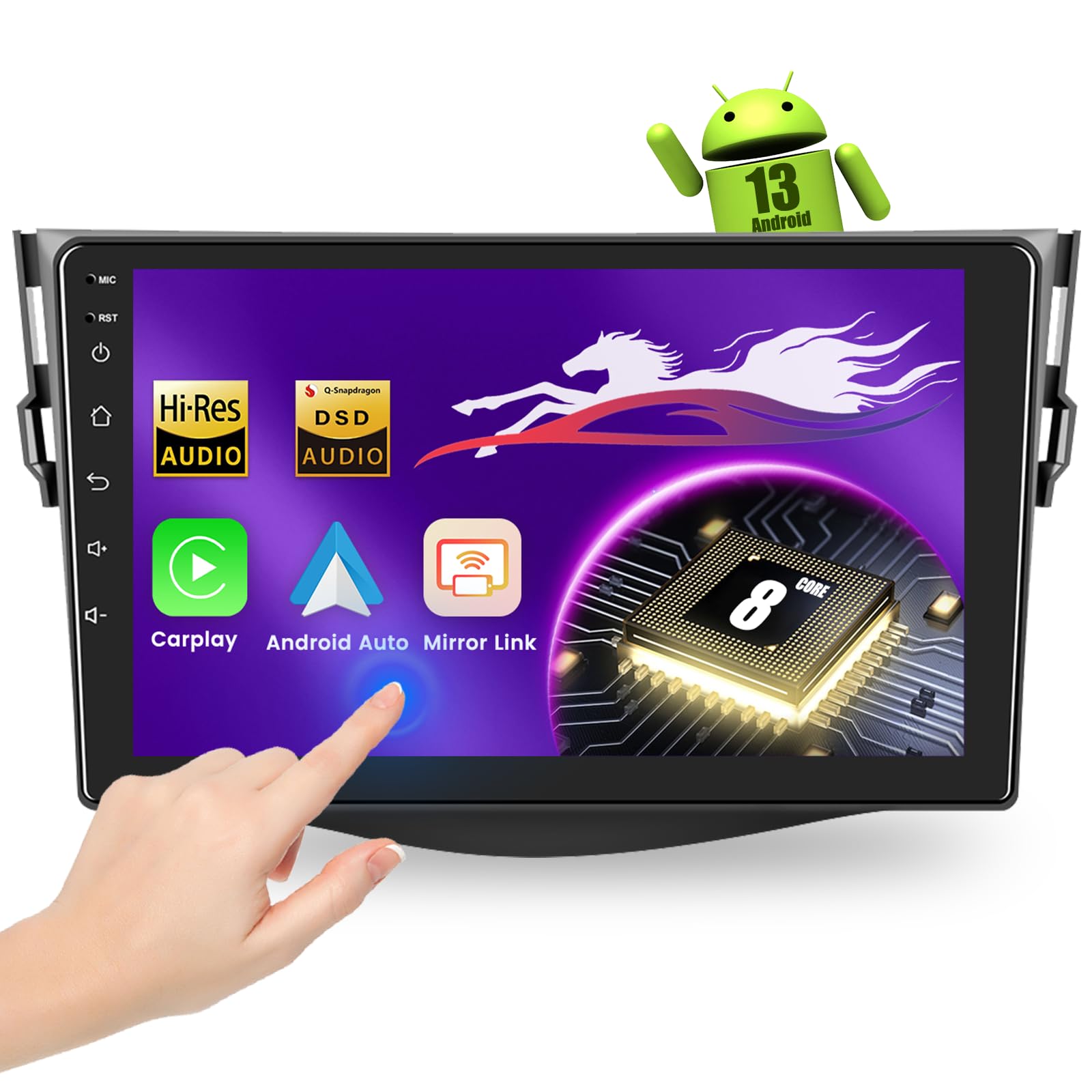 Photo 1 of [Qualcomm 8-core 4+64GB] Car Stereo for Toyota RAV4 2007-2012 with 9-Inch Touchscreen, Android 13 Car Radio Wireless Carplay Android Auto BT5.1/DSP/Hi-Res Audio/WiFi/SWC/GPS/OTA