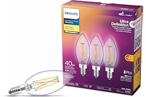 Philips Ultra Definition LED 40W Chandelier CanBase Soft White Warm Glow Glass Clear 3-Pack LED Light Bulb