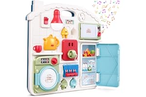 LUCKJOY Activity Table for Toddlers 1-3, Pretend Household Appliances Toys, Kids Early Development Learning Toy, Baby Busy Board Activity Toy with Sounds Lights Play Table Toy Gift for Boys Girls 6-12 Months