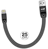 FASTX USB Compatible Power Bank Charger Flat Short Small Fast Charging Ultra Speed Cable for Laptop Sync Transfer Charge 5, 6, 7, 8, 10, X (White/Black/Grey)