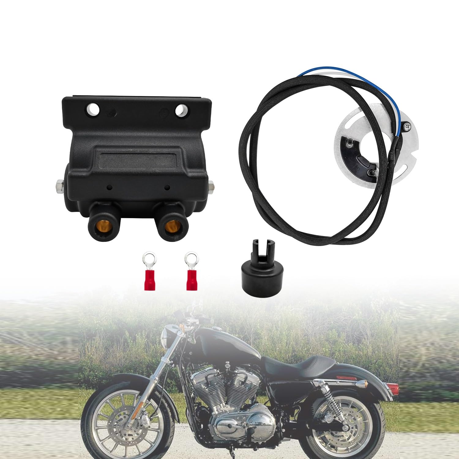 Photo 1 of DSK6-1 Ignition Dyna S Dual-fire&DC7-1 Coil Kit Compatible with 1971-2003 Harley Sportster 883 1970-1999 Big Twin (not Twin Cam or EFI)