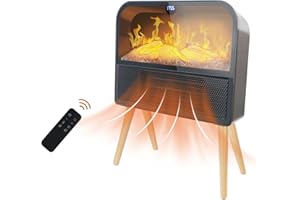 SANHSEHOME Tabletop Electric Fireplace Heater Portable Fireplace Heaters for Indoor Use with Remote Space Heater Fireplace with 3D Flame 1-12h Timer Thermostat 1500W Freestanding Electric Fireplace