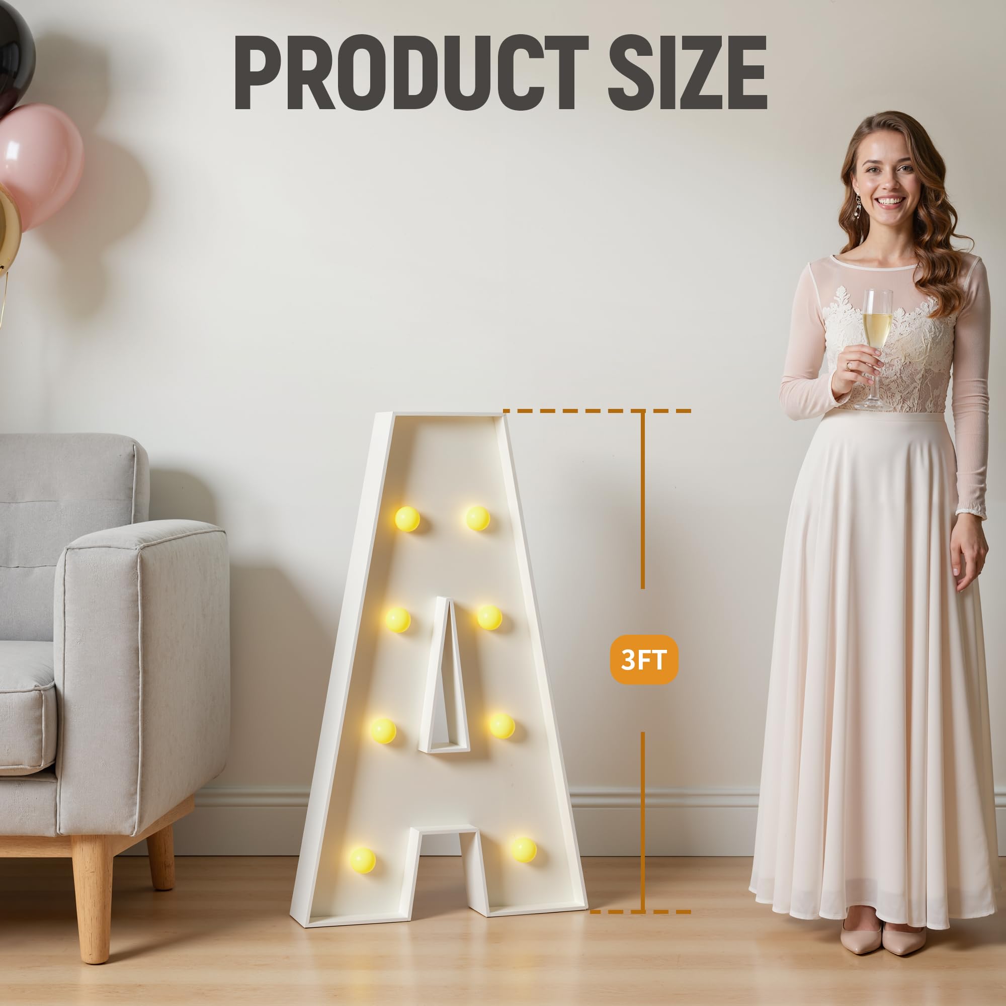Condition photo showing New/Like New for marquee letters 3 feet tall, large light up letters k for decor | 3ft big letters k with warm white light, foam board, assembly required, birthday party decorations 22 pcs accessory set letter k 3ft