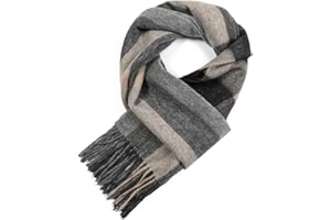 WAMSOFT Wool Winter scarf Plaid scarf Soft Warm Tartan checkered Striped Fashion Scarf Classic for Women Men Scarves