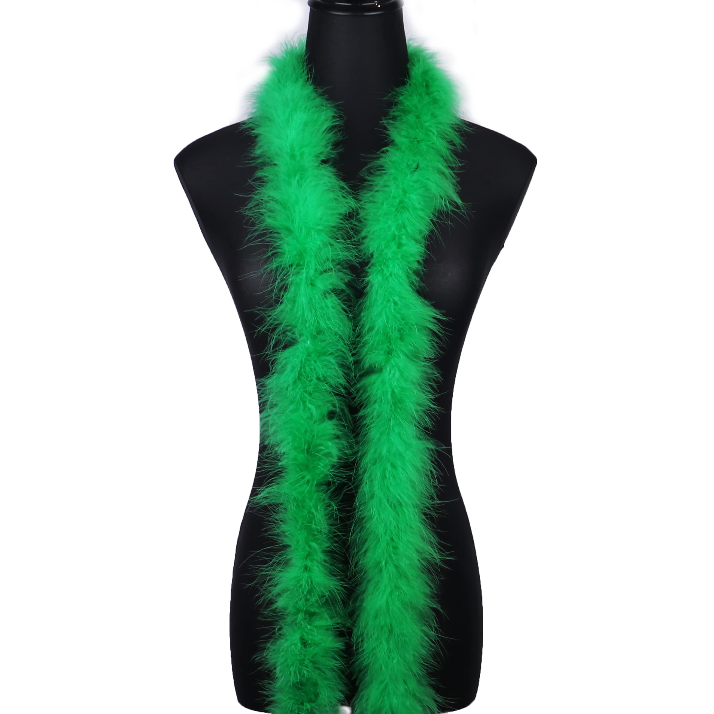 2 Yards 20G Fluffy Marabou Green Feather Boa for DIY Craft Sewing Trim Home Wedding Party Christmas Decoration — image 1