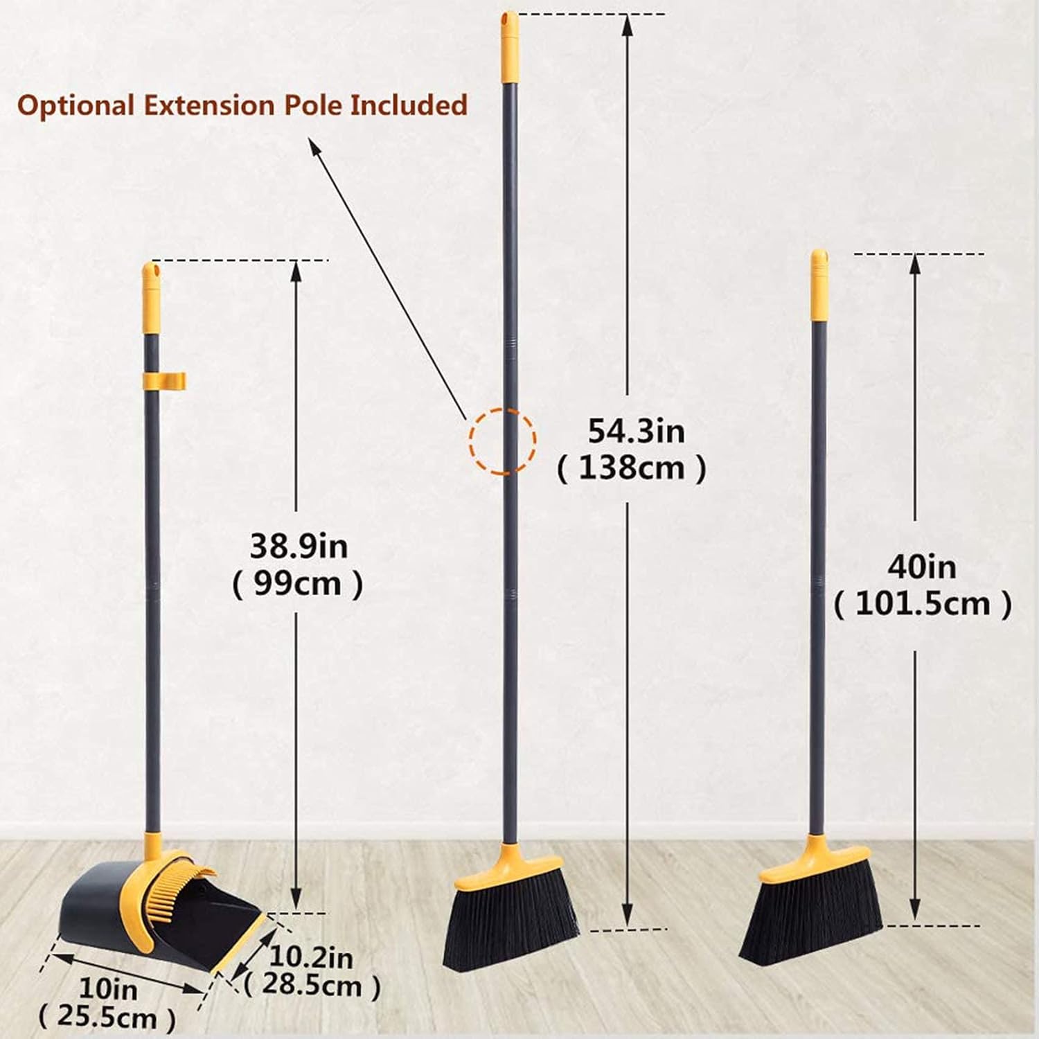 Broom and Dustpan Set Dustpan and Broom with Long Handle Upright Stand Up Dustpan Broom Combo for Lobby Office Home Room Kitchen Floor Use: Garden & Outdoor