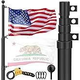 Telescoping Flag Pole for Outside House, 20 FT Heavy Duty 45K PSI & 95 HBW Hard Aerospace Aluminum Flagpole Kit, Unbending Telescopic Outdoor In-Ground Flag Poles with 3x5 American Flag for Yard