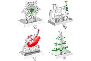 Homyplaza Christmas Stocking Holders for Mantle Weighted Metal Stocking Hangers Hooks for Fireplace Christmas Decorations (Set of 4)