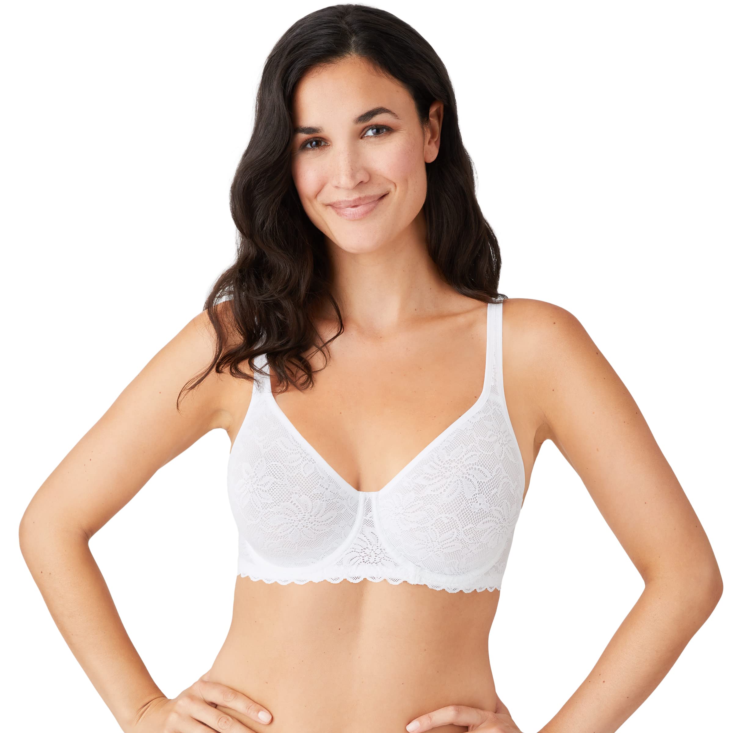 Wacoal Womens Soft Sense Lace Convertible Underwire Bra, White, 34DD