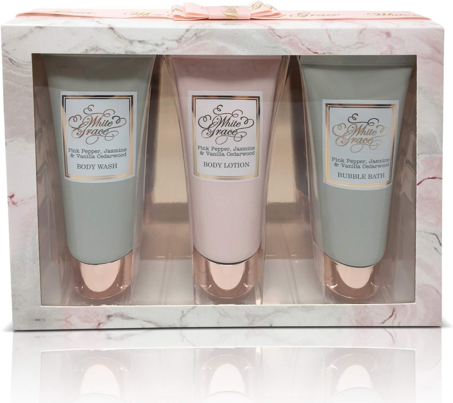 White Grace Body Wash, Body Lotion, Bubble Bath Gift Set Amazon.co.uk